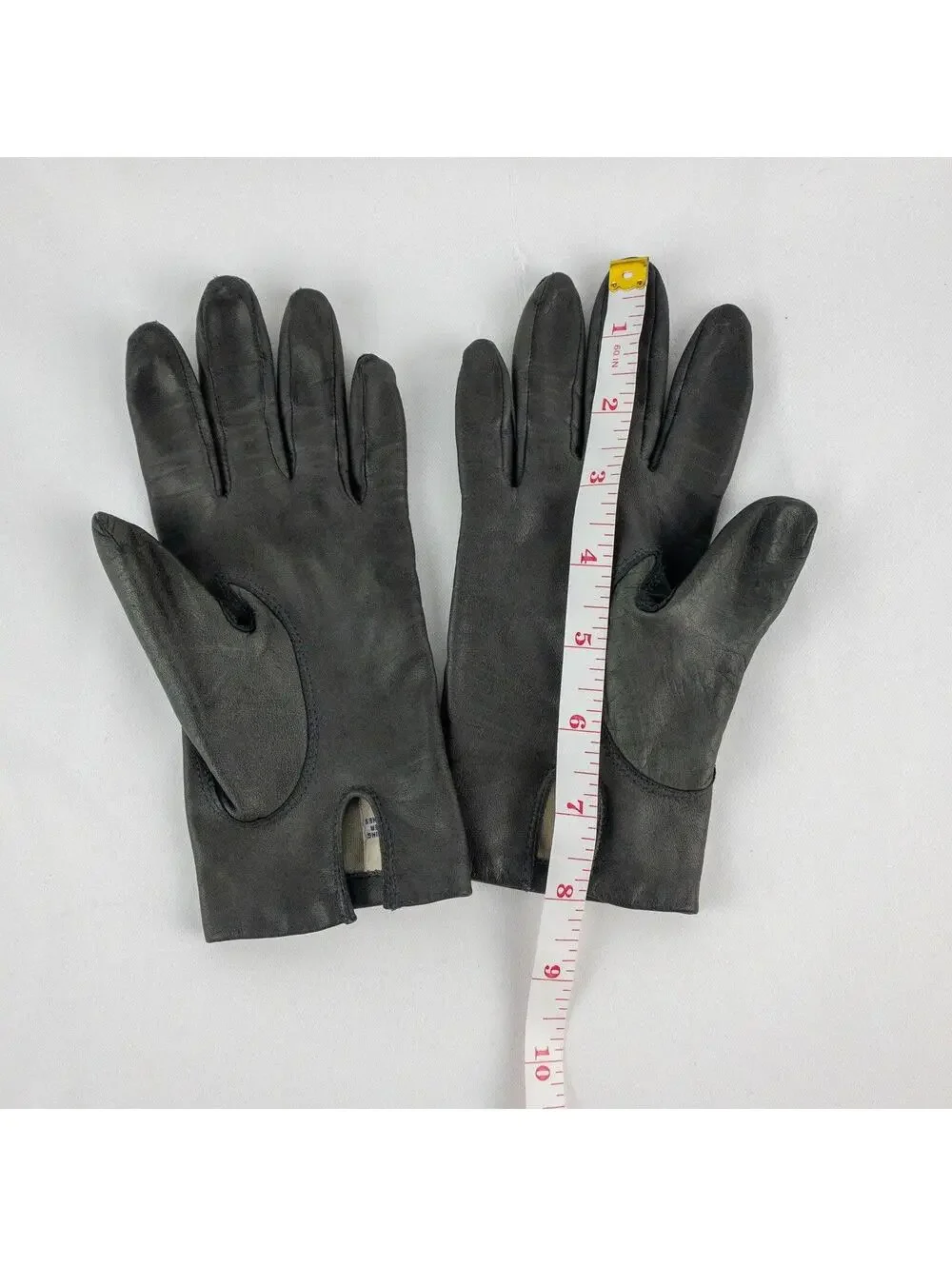 Fownes Vintage Dark Gray Leather Drive Gloves Women Medium 7
